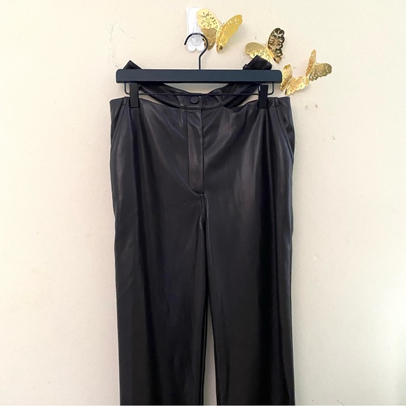 JONATHAN SIMKHAI Amelia Chocolate Vegan Leather Pants with Cropped Hips - Picture 10 of 14